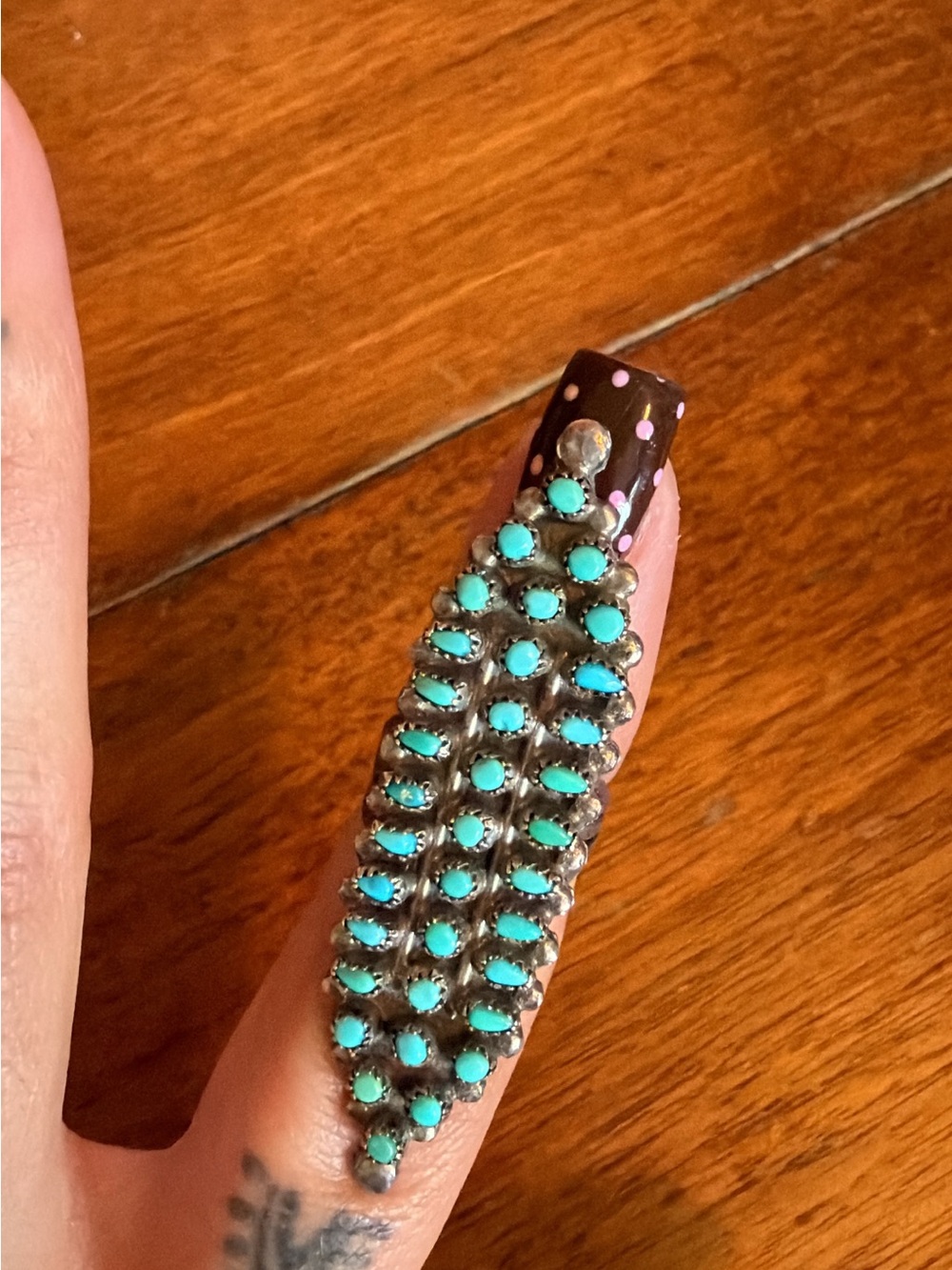 Vintage 1960s Native American Zuni snake eye Turquoise Ring